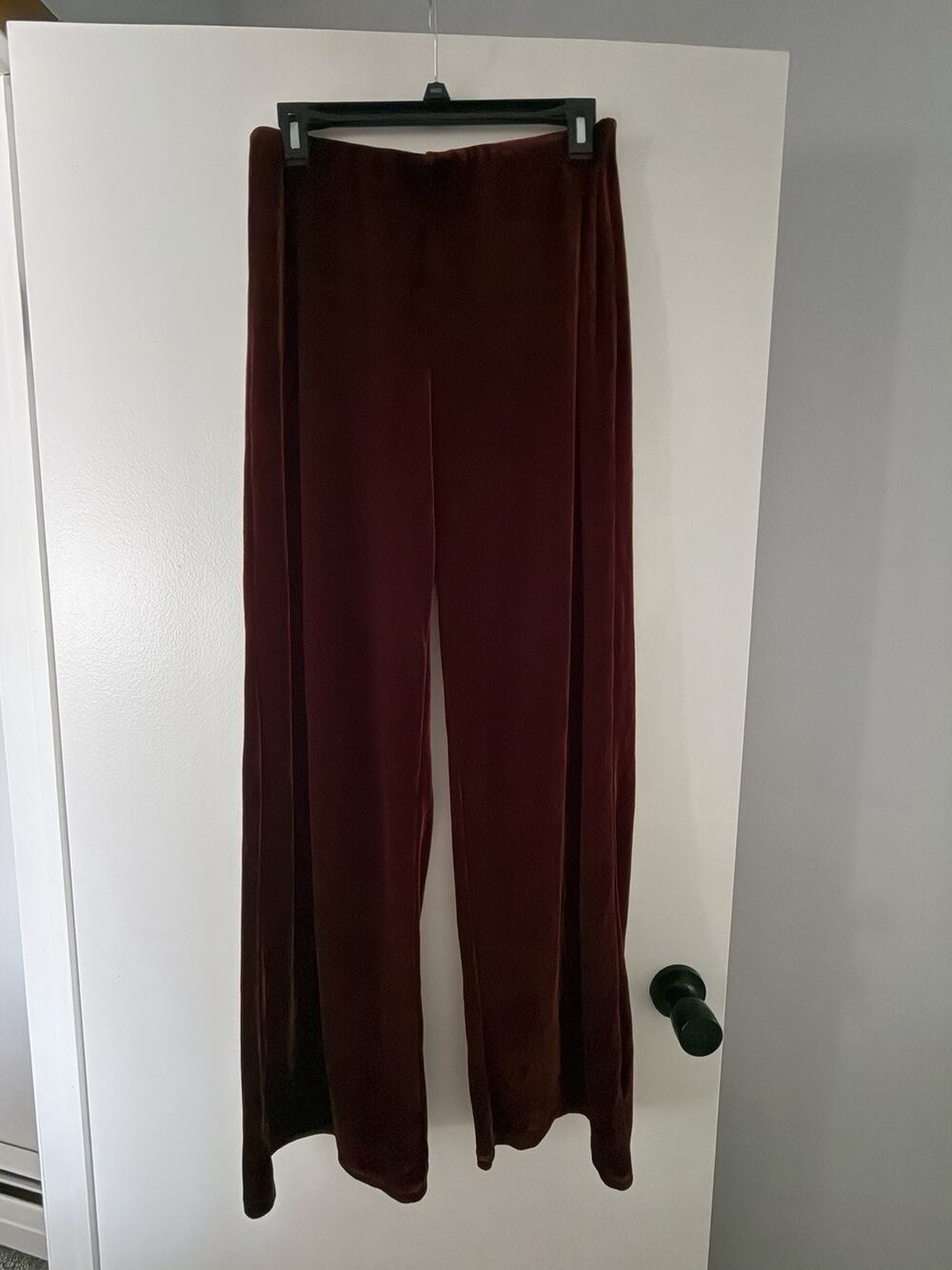 Women’s High Rise Velvet Pull On Pants Burnt Orange Size Medium Wide Leg Boho